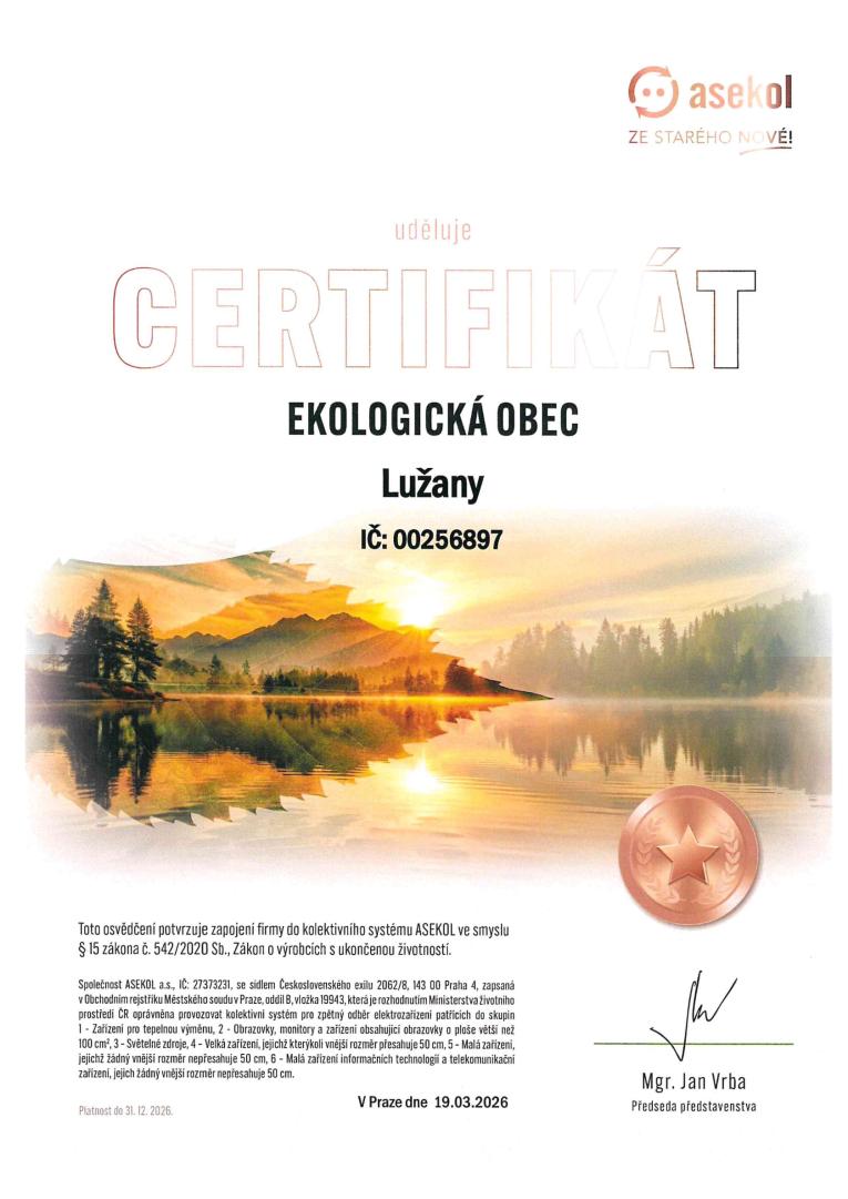 Asekol - certifikát
